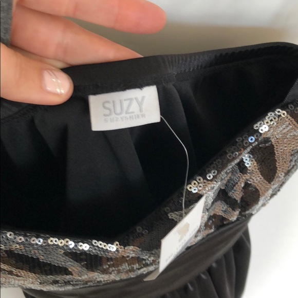 Black & silver sequinned cocktail dress - Picture 3 of 6